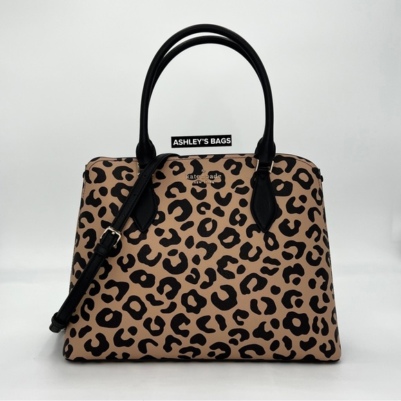 Kate Spade Darcy Leopard Cheetah Large Satchel Tote Crossbody - Picture 1 of 9